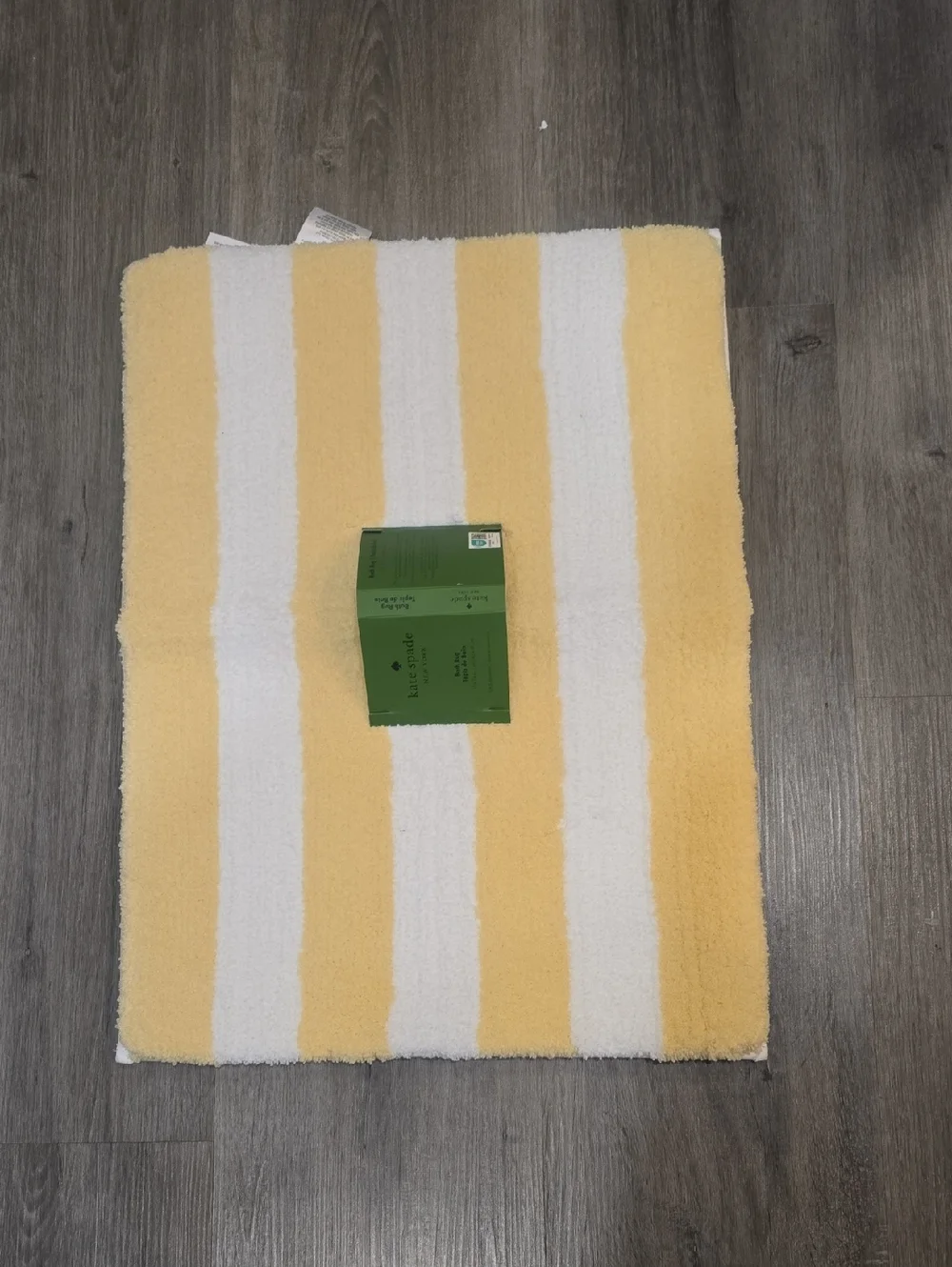 Kate Spade New York Yellow & White Stripe Plush Bath Rug
